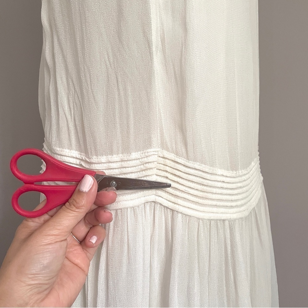 Zara White Embroidered Drop Waist Sheer Boho Dress - XS-Small - Picture 8 of 13